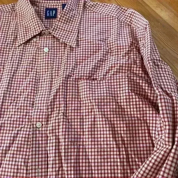 Gap Classic Oxford button down Shirt red gingham men’s XL - Picture 5 of 8